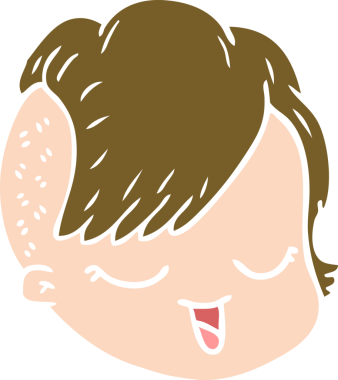 Bir insan tarafından çizilmiş düz renk çizgi film kadın yüzü