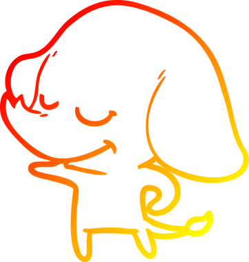 Bir insan tarafından çizilmiş gülümseyen bir filin sıcak çizgi çizimi