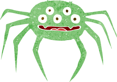 Bir insan tarafından çizilmiş cadılar bayramı örümceği çizgi filmi.