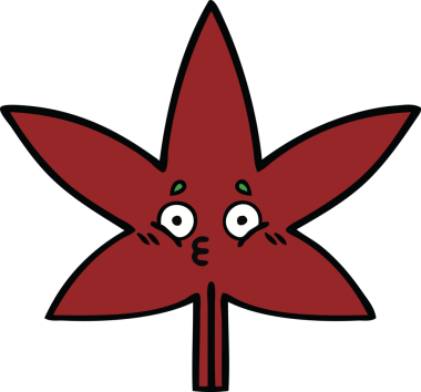 Bir insan tarafından çizilmiş bir sonbahar yaprağının sevimli karikatürü.