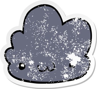 Bir insan tarafından çizilmiş şirin bir karikatür bulutunun sıkıntılı çıkartması.