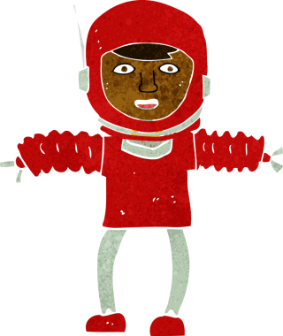 Bir insan tarafından çizilmiş bir astronot.