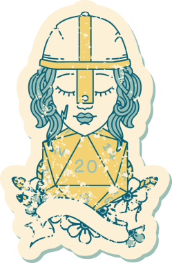 Retro Dövme Tarzı İnsan Dövüşçüsü Bir insan tarafından çizilmiş 20 zar atışıyla