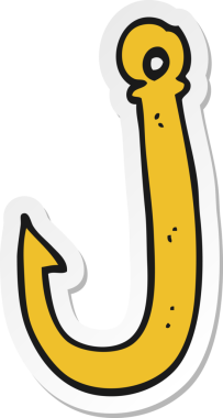 Bir insan tarafından çizilmiş bir balık kancasının çıkartması.