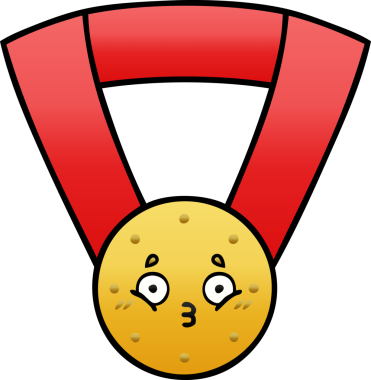 Bir insan tarafından çizilmiş altın madalyanın gölgelenmiş karikatürü.