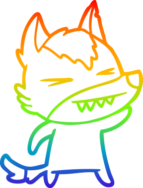 Bir insan tarafından çizilmiş kızgın bir kurt çizgi çizimi.