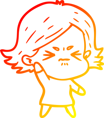 Bir insan tarafından çizilmiş kızgın bir kızın sıcak çizgi çizimi