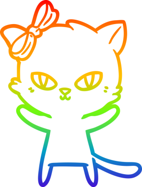 Gökkuşağı gradyan çizgisi bir insan tarafından çizilmiş şirin bir çizgi kedi çizimi