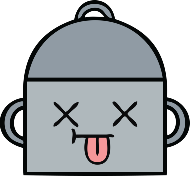 Bir insan tarafından çizilmiş güzel bir yemek tenceresi karikatürü.