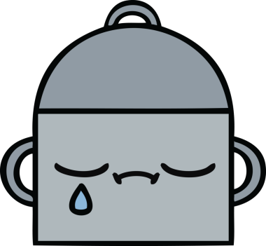 Bir insan tarafından çizilmiş güzel bir yemek tenceresi karikatürü.