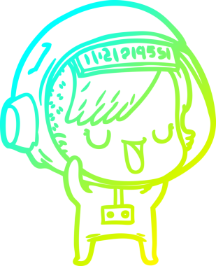 Bir insan tarafından çizilmiş soğuk gradyan çizgili astronot kadın çizimi.