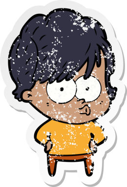 Bir insan tarafından çizilmiş karikatür bir kadının sıkıntılı çıkartması.