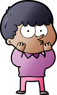 Bir insan tarafından çizilmiş meraklı bir çocuk.