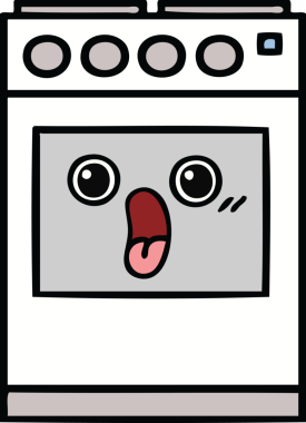 Bir insan tarafından çizilmiş güzel bir mutfak fırını karikatürü.