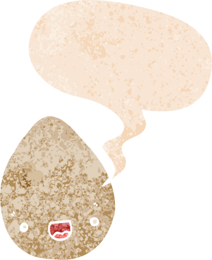 Konuşma baloncuklu çizgi film yumurtası grunge sıkıntılı retro tarzı bir insan tarafından çizilmiş.