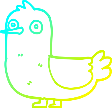 Bir insan tarafından çizilen kırmızı kuşun soğuk gradyan çizgisi