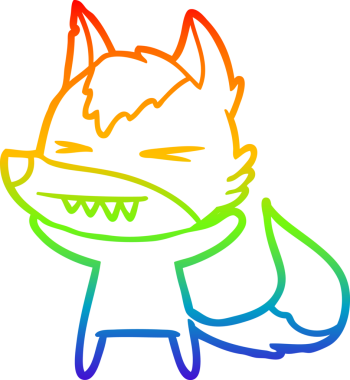 Bir insan tarafından çizilmiş kızgın bir kurt çizgi çizimi.