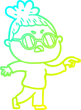 Bir insan tarafından çizilmiş bir çizgi filmin soğuk gradyan çizimi.