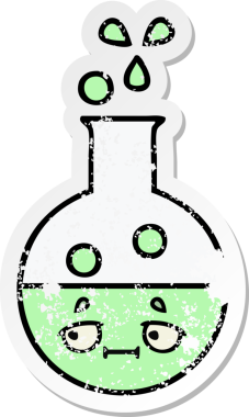 Bir insan tarafından çizilmiş şirin bir çizgi film test tüpünün sıkıntılı çıkartması.