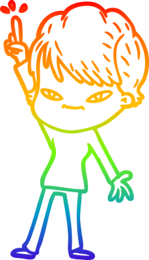 gökkuşağı gradyan çizimi bir insan tarafından çizilmiş mutlu bir kadın çizgi