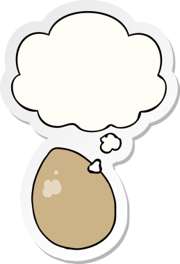 Düşünce baloncuklu çizgi film yumurtası insan tarafından çizilmiş bir çıkartma.