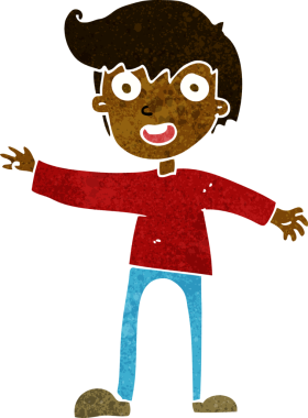 Bir insan tarafından çizilmiş heyecanlı bir çocuk.