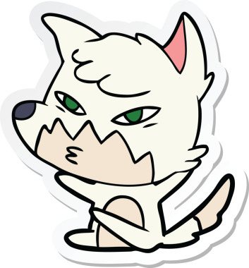 Bir insan tarafından çizilmiş akıllı bir tilkinin çıkartması.