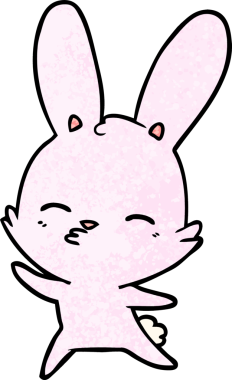 Bir insan tarafından çizilmiş garip sallanan tavşan çizgi filmi.