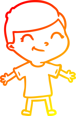 Bir insan tarafından çizilmiş gülümseyen çizgi film çocuğu çizimi.