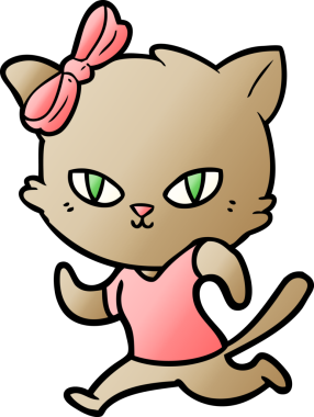 Bir insan tarafından çizilmiş şirin çizgi film kedisi.