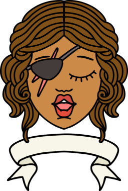 Retro Dövme Tarzı İnsan Rogue karakteri Bir insan tarafından çizilmiş pankartıyla