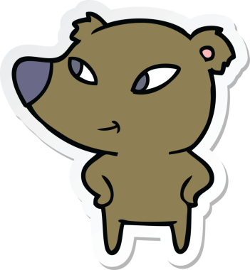 Bir insan tarafından çizilmiş şirin bir ayının çıkartması.