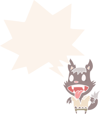 Bir insan tarafından çizilmiş eski tarz konuşma balonu olan cadılar bayramı kurtadamı çizgi filmi.