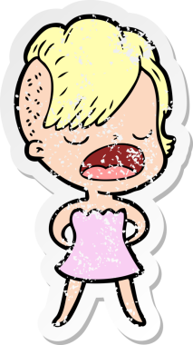 Bir insan tarafından çizilmiş havalı bir hippi kızın karikatür çıkartması.