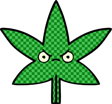 Bir insan tarafından çizilmiş marihuana yaprağının karikatürü.