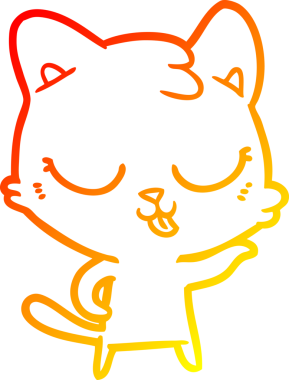 Bir insan tarafından çizilmiş mutlu çizgi film kedisinin sıcak çizgi çizgisi.