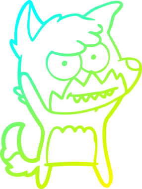 Bir insan tarafından çizilmiş sırıtan bir tilkinin soğuk çizgi çizimi