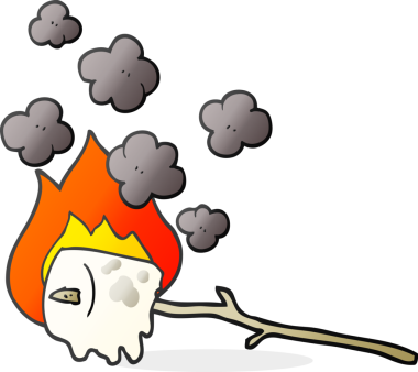 Bir insan tarafından çizilmiş serbest çizilmiş, yanan bir çizgi film.