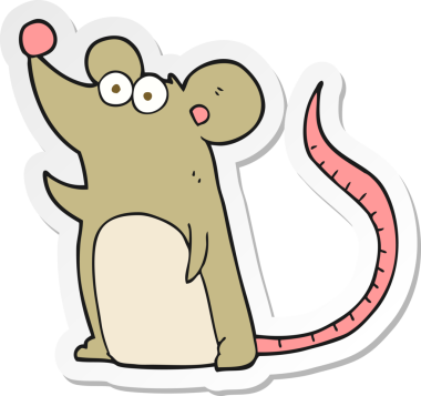 Bir insan tarafından çizilmiş çizgi film faresinin çıkartması.