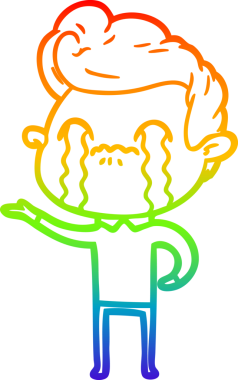 Gökkuşağı gradyan çizimi bir insan tarafından çizilmiş ağlayan bir karikatür adamı çiziyor.