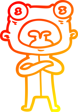 Bir insan tarafından çizilen garip uzaylı çizgi filminin sıcak gradyanı.