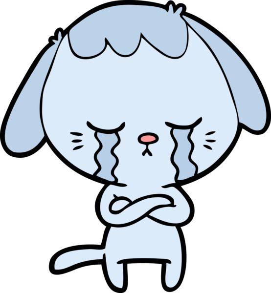 Bir insan tarafından çizilmiş şirin köpek yavrusu ağlama çizgi filmi