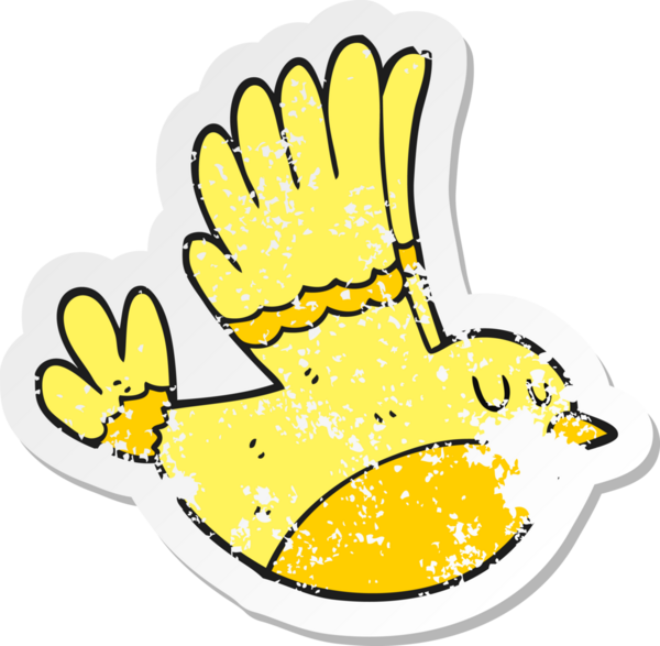 Bir insan tarafından çizilmiş uçan bir kuşun gerilimli çıkartması.