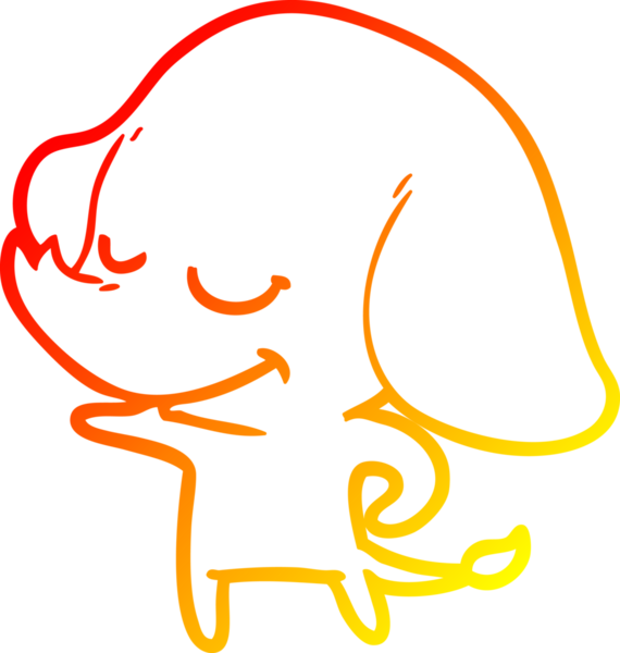 Bir insan tarafından çizilmiş gülümseyen bir filin sıcak çizgi çizimi