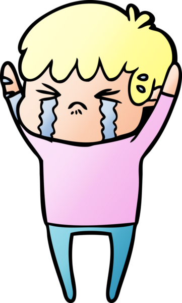 Bir insan tarafından çizilmiş ağlayan çizgi film çocuğu.