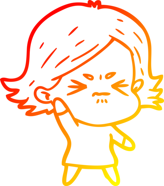 Bir insan tarafından çizilmiş kızgın bir kızın sıcak çizgi çizimi