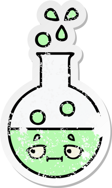 Bir insan tarafından çizilmiş şirin bir çizgi film test tüpünün sıkıntılı çıkartması.