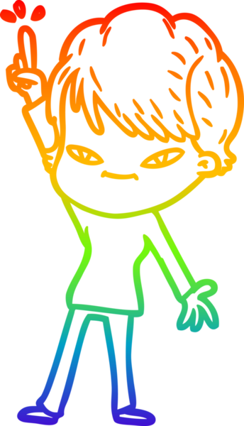 gökkuşağı gradyan çizimi bir insan tarafından çizilmiş mutlu bir kadın çizgi