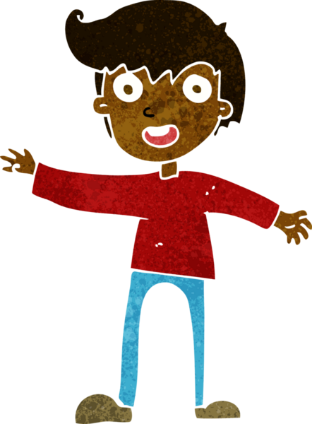 Bir insan tarafından çizilmiş heyecanlı bir çocuk.