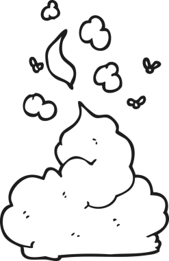 Bir insan tarafından çizilmiş siyah beyaz bir çizgi film iğrenç kakası.